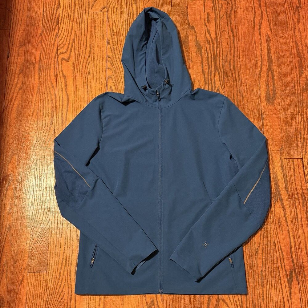 Lululemon Men's Warp Lite Packable Rain Windbreaker Jacket Blue Hooded Size M